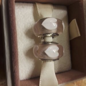 2 pink murano with hearts